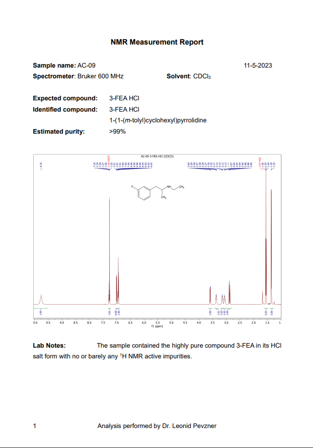 NMR Analysis Report Screenshot